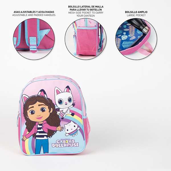 Cerdá Mochila Scolaire Gabby's Dollhouse pour Enfant - Rose - 25 x 20 x 30 cm - À partir de 3 ans