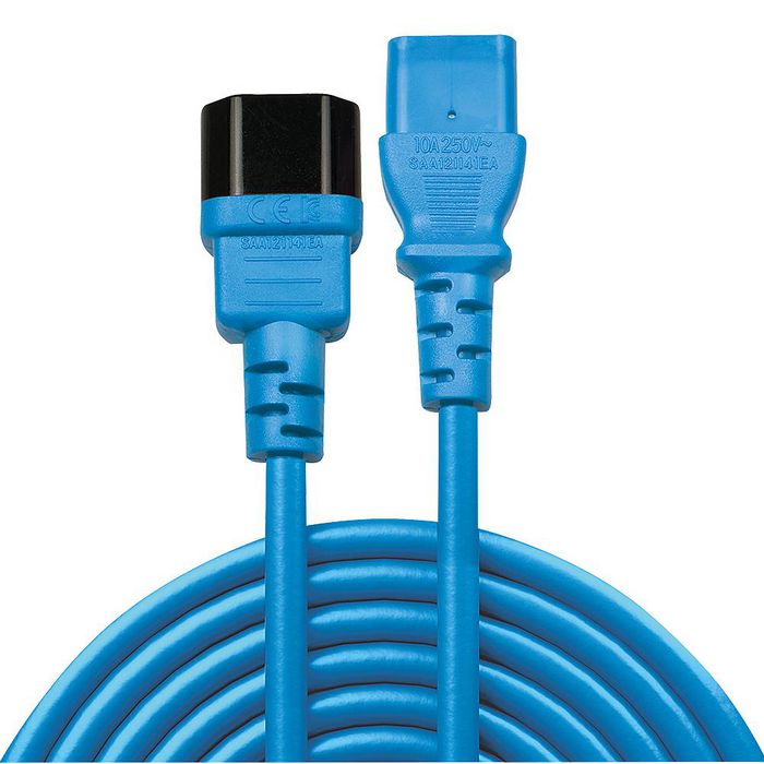Lindy Câble d'alimentation IEC C14 mâle vers IEC C13 femelle, 1 mètre, bleu, pour serveurs et studios professionnels