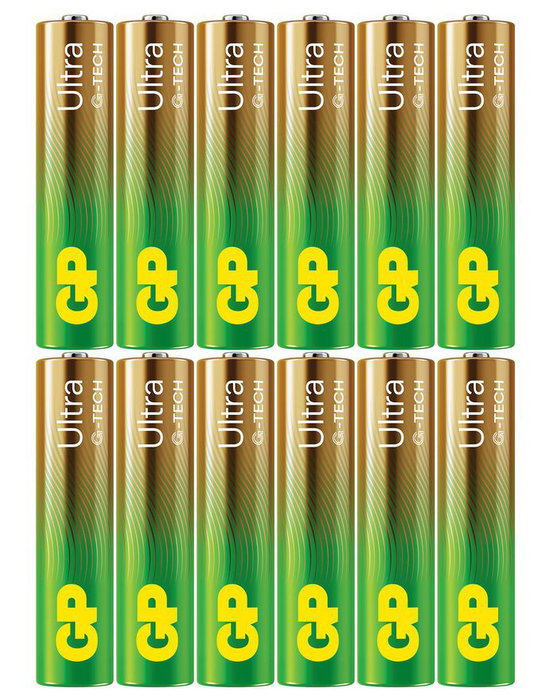GP Batteries GP Ultra Alkaline AAA (LR03) Lot de 12 - Technologie G-Tech, Design anti-fuite, Ecolabel Nordique