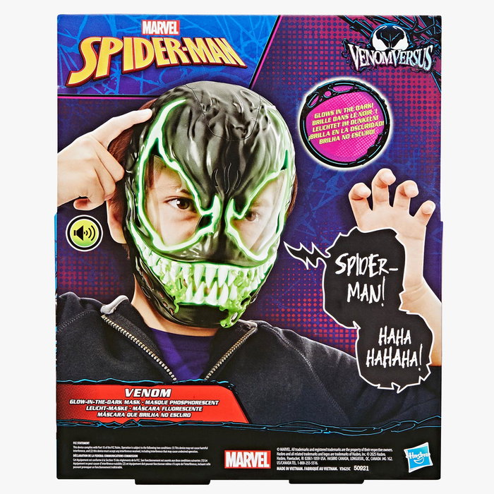 Hasbro Masque de Venom Fluorescent G1828 - Marvel Spider-Man - Détails des yeux et dents qui brillent dans le noir