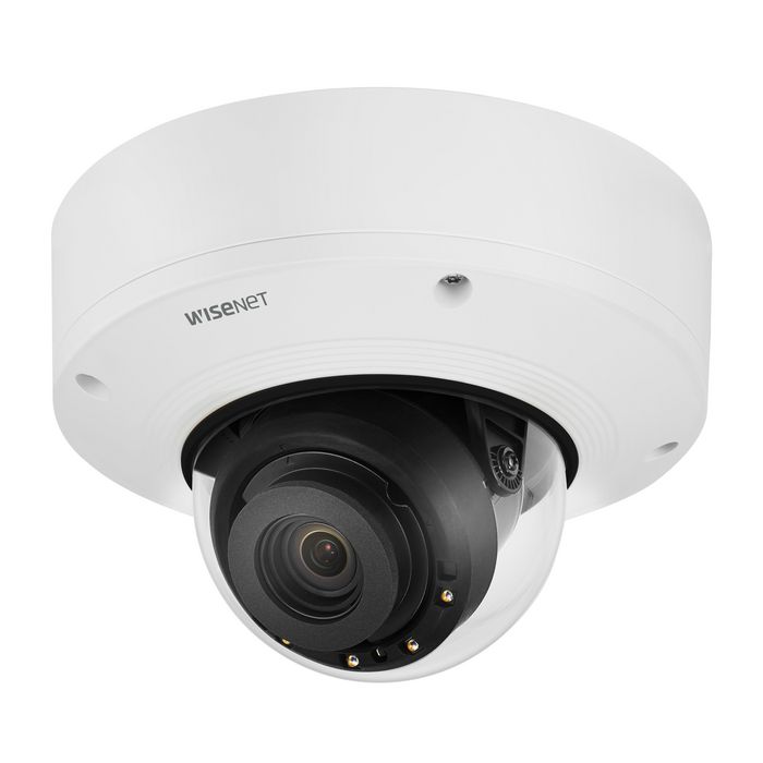 Hanwha Wisenet P caméra de surveillance IP 2MP AI avec détection de personnes, véhicules, masque et distanciation, 1080p, H.265, WDR 120dB, RJ-45, compatibilité VMS