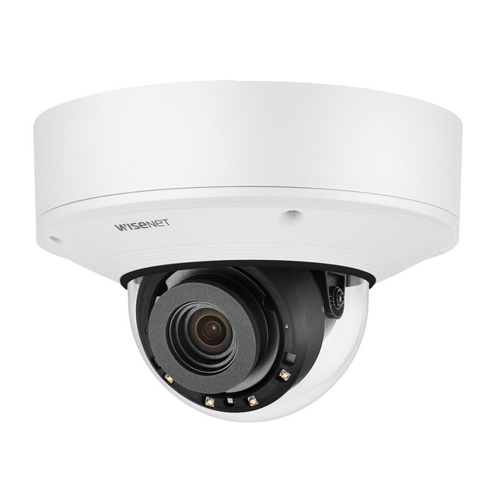 Hanwha Wisenet P caméra de surveillance IP 2MP AI avec détection de personnes, véhicules, masque et distanciation, 1080p, H.265, WDR 120dB, RJ-45, compatibilité VMS