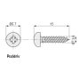 UCAFIX - Vis à bois à tête ronde Pozidrive 15 mm, diamètre 3,5 mm - Lot de 1000