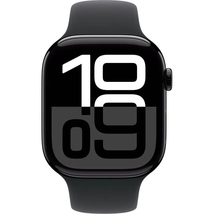 Apple Watch Series 10 GPS + Cellular 46 mm Boîtier Aluminium Noir Minuit Bracelet Sport Noir S/M WAT10CEL46BLASM