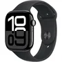 Apple Watch Series 10 GPS + Cellular 46 mm Boîtier Aluminium Noir Minuit Bracelet Sport Noir S/M WAT10CEL46BLASM