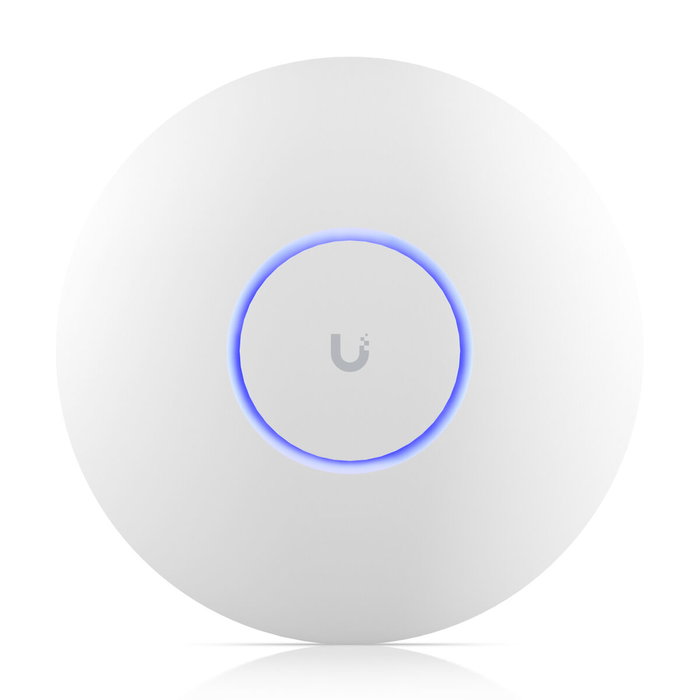 Ubiquiti Point d'accès WiFi 7 plafonnier 6 GHz 6 flux spatiaux, couverture 140 m², port 2.5 GbE RJ45 PoE+, jusqu'à 300+ clients