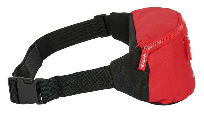 Safta RINONERA SEVILLA FC 23X12X9CM Sac banane fan équipe de football FC Séville polyester 600D REACH rouge et noir