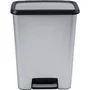 Curver - COMPATTA - Poubelle à pédale 50 L - Gris aspect métal - Polypropylène