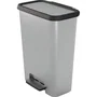 Curver - COMPATTA - Poubelle à pédale 50 L - Gris aspect métal - Polypropylène