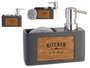 KINVARA Distributeur Support Éponge Gris Gravure Bois