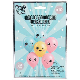 Party Time Set de 10 ballons style kawaii avec autocollants