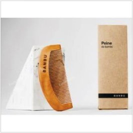BANBU Peigne en bois de bambou Moso - Démêlant doux pour cheveux courts, pas d'électricité statique - 128 x 51 x 0.9 mm