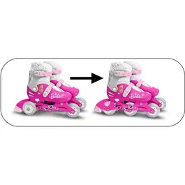 STAMP Patins en ligne ajustables Barbie 3 roues pour enfants - Taille 27-30 - Roulements ABEC 5, chausson velcro, frein arrière