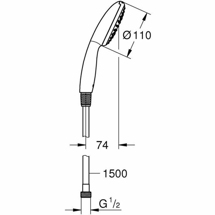 Grohe Vitalio Start 110 Ensemble flexible et pommeau de douche 1 jet (Pluie) Grohe Vitalio Start 110 Ensemble flexible et pommeau de douche 1 jet (Pluie)