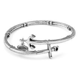 Alex And Ani Bracelet Ancre Finition Vieillie Gris 20cm