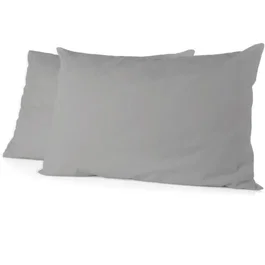 Home Linge Passion Lot de 2 Taies d'Oreiller Microfibre 50 x 70 cm Gris Clair
