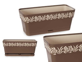 Stefanplast Jardinera Gaia Marron en Plastique 30 cm avec Réserve d'Eau 2.75 L (Set de 12)