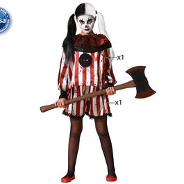 Déguisement de Clown pour Fille 7-9 Ans, T-shirt Rouge et Pantalon assorti - Halloween, Cirque, Fête d'Anniversaire