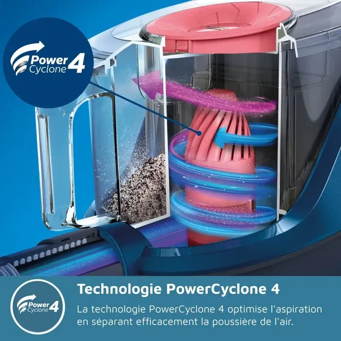 Philips XB2123/09 Aspirateur traîneau sans sac Série 2000 PowerCyclone 4, 850W, 77dB, filtre Super Clean Air EPA12, bleu/rose, brosse multi-usage