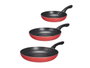 Kinvara Set 3 Poêles Aluminium Rouge 28x46x15 cm Antiadhésif Compatible Induction (Set de 6)