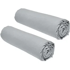 Today Lot de 2 draps housses Essential - 90 x 190 cm - 1 personne - 100% Coton - Couleur Acier
