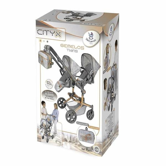 Decuevas Poussette Jumelle Pliable Multiposition pour Poupées jusqu'à 52 cm