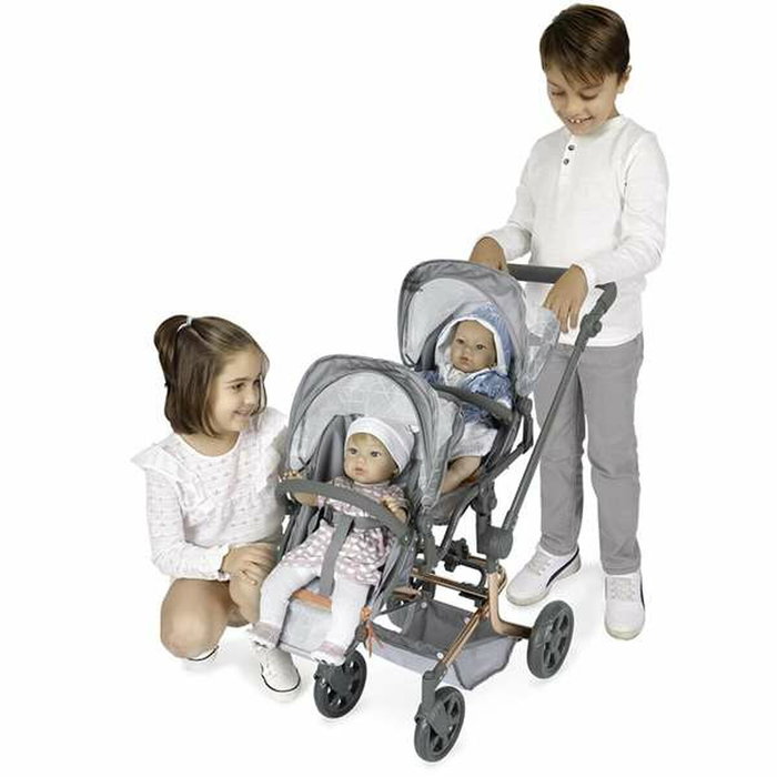 Decuevas Poussette Jumelle Pliable Multiposition pour Poupées jusqu'à 52 cm