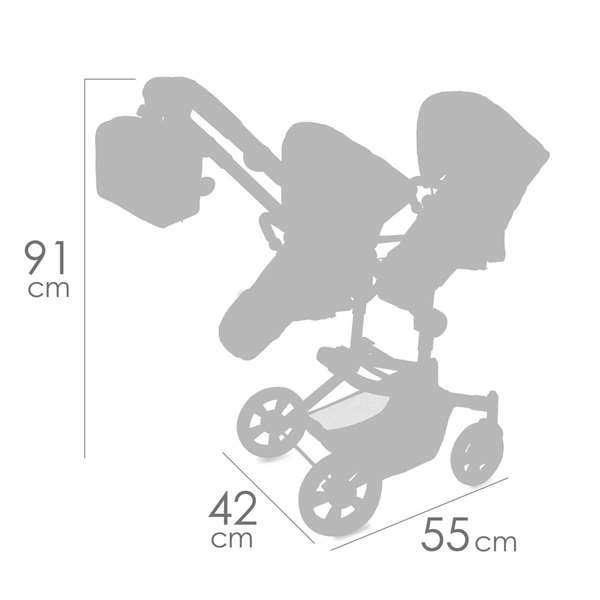 Decuevas Chaise jumelle pliante City multiposition pour poupées jusqu'à 52 cm (42x55x91 cm)
