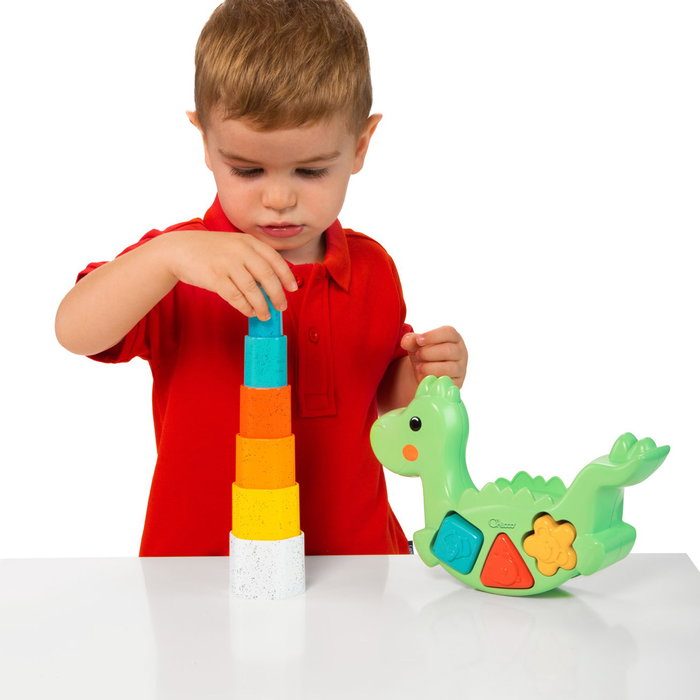 Chicco Dino Lino Écologique - Jouet 3 en 1 en matériaux recyclés pour le développement des compétences - Dès 12 mois Chicco Dino Lino Écologique - Jouet 3 en 1 en matériaux recyclés pour le développement des compétences - Dès 12 mois