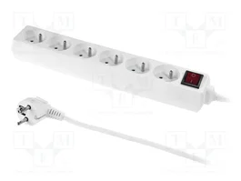 PLASTROL Rallonge réseau 6 prises, 1,5m, blanc