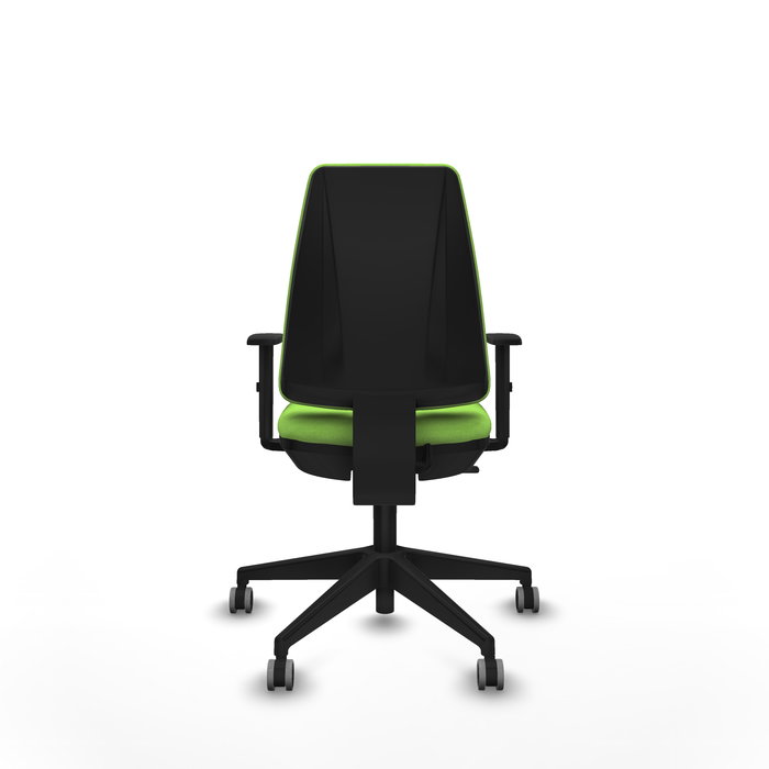 Chaise Elche Contact permament de base Tissu Vert pistache Base pyramidale noire Accoudoir 1D Sans appui-tête Roulettes 65mm pour moquette