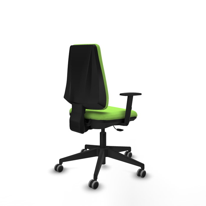 Chaise Elche Contact permament de base Tissu Vert pistache Base pyramidale noire Accoudoir 1D Sans appui-tête Roulettes 65mm pour moquette