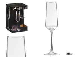 Vivalto Copa Cava 220 ml en verre transparent 7.5x24.5 cm (Set de 24)