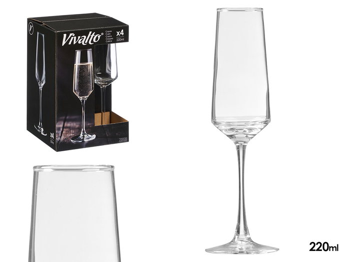 Vivalto Copa Cava 220 ml en verre transparent 7.5x24.5 cm (Set de 24) Vivalto Copa Cava 220 ml en verre transparent 7.5x24.5 cm (Set de 24)