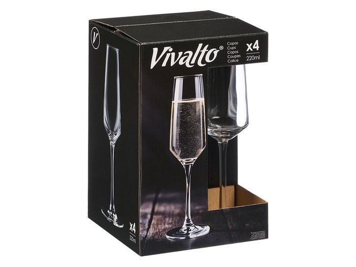 Vivalto Copa Cava 220 ml en verre transparent 7.5x24.5 cm (Set de 24) Vivalto Copa Cava 220 ml en verre transparent 7.5x24.5 cm (Set de 24)
