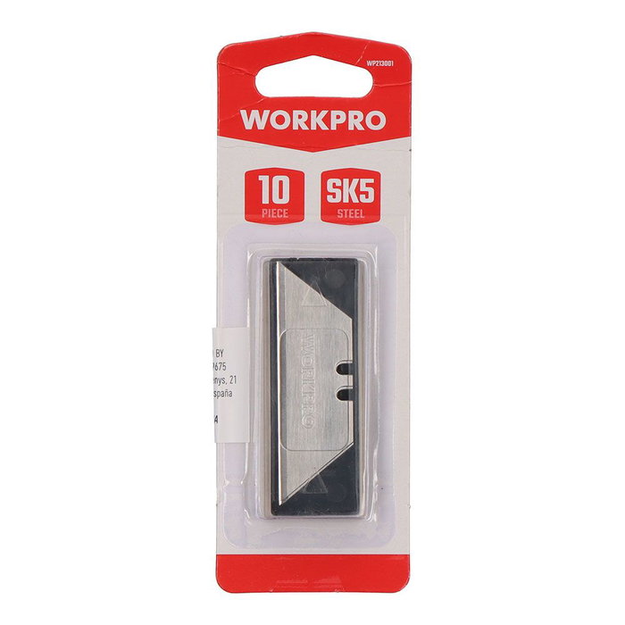 Workpro Lot de 10 lames de cutter trapézoïdales Workpro Lot de 10 lames de cutter trapézoïdales