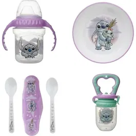 Thermobaby Pack Repas Lilo & Stitch - Ensemble Vaisselle Bébé 1er Âge avec Tasse Antifuite, Bol Antidérapant, 2 Cuillères et Grignoteur