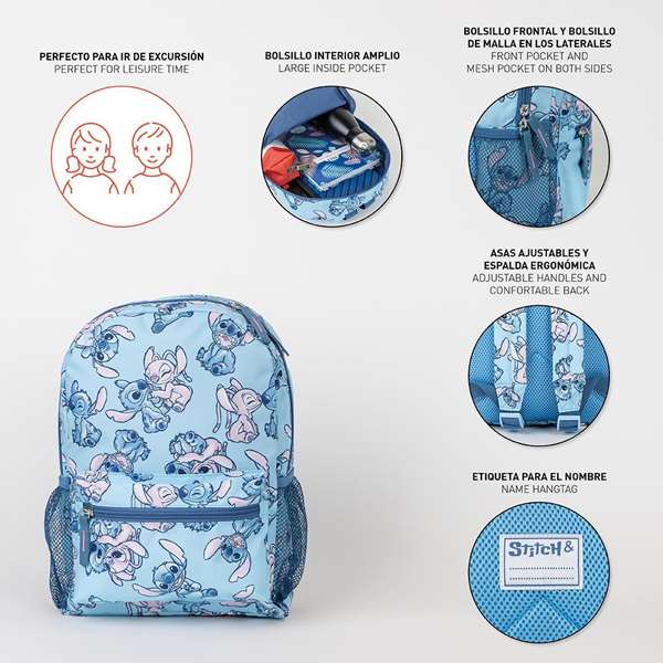 Cerdà Sac à dos enfant Stitch pour loisirs, âge 2-8 ans, 23 x 33 x 9 cm