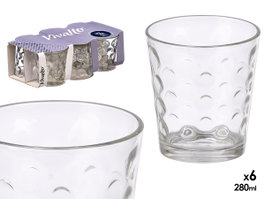 Vivalto Lot de 6 Verres Puntos 280 ml Transparent 27.5x9x16 cm (Set de 8)