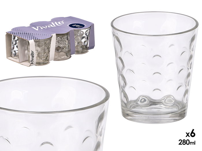 Vivalto Lot de 6 Verres Puntos 280 ml Transparent 27.5x9x16 cm (Set de 8) Vivalto Lot de 6 Verres Puntos 280 ml Transparent 27.5x9x16 cm (Set de 8)