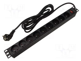 LANBERG PDU-09E-0300-BK Parafoudre avec 9 Prises et Cordon de 2m