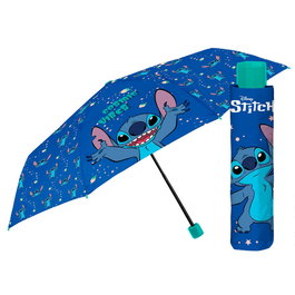 PERLETTI Parapluie plegable manuel Stitch Disney 50 cm - Diamètre 91 cm - Varillas fibra de vidrio - Antiviento