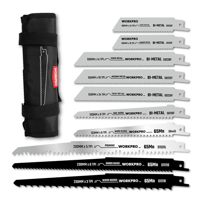 Workpro Jeu de 20 lames de scie sabre mixtes Workpro Jeu de 20 lames de scie sabre mixtes