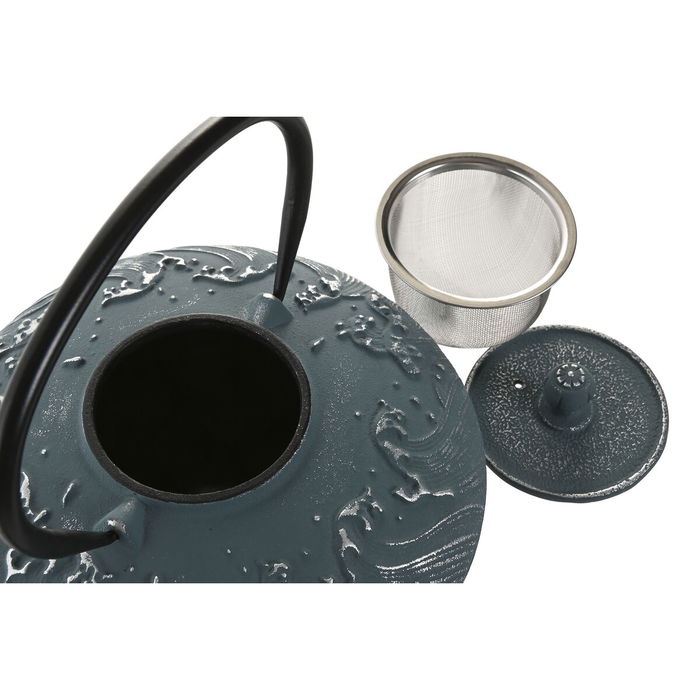 Théière Home ESPRIT Bleu Blanc Acier inoxydable Fer 800 ml (2 Unités)