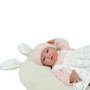 Muñecas Arias Poupée Aria 40 cm Beige avec coussin, sucette, couche et livre de famille - Corps souple et membres en vinyle