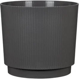 Garden ID Cache-pot rond Lino, 25 cm de diamètre, 22 cm de hauteur, 7 litres, anthracite