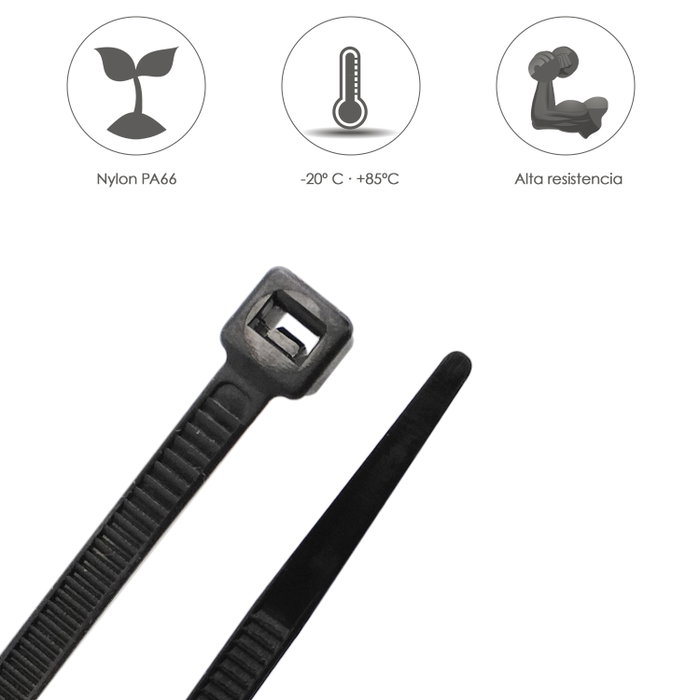 WOLFPACK LINEA PROFESIONAL Colliers de serrage en nylon noir 7,8 x 540 mm (100 unités)