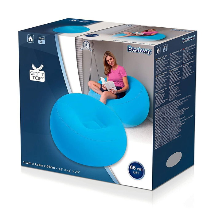 Bestway Fauteuil Gonflable Géant Fashion Couleur Assortie 112x112x66 cm Intérieur 75052