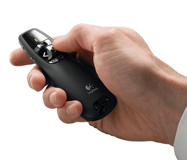 Logitech R400 Télécommande de Présentation Sans Fil avec Pointeur Laser Rouge, Portée 15 m, via USB, Fonctionne avec 2 Piles AAA