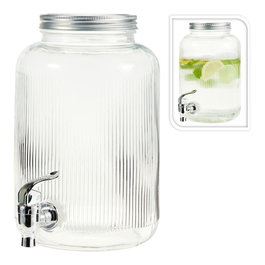 Excellent Houseware Distributeur de boissons 4 L, cristal avec couvercle acier inoxydable, Ø16 x 25 cm